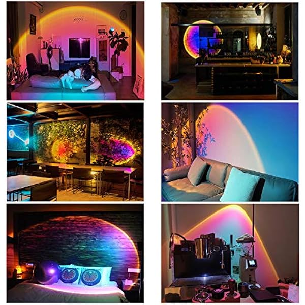 Zonsonderganglamp, Romantische USB-Regenboog Projectie Lamp Nachtlampje, Gebruikt Voor De Achtergrond Wanddecoratie Van De Bioscoop, Slaapkamer En Woonkamer